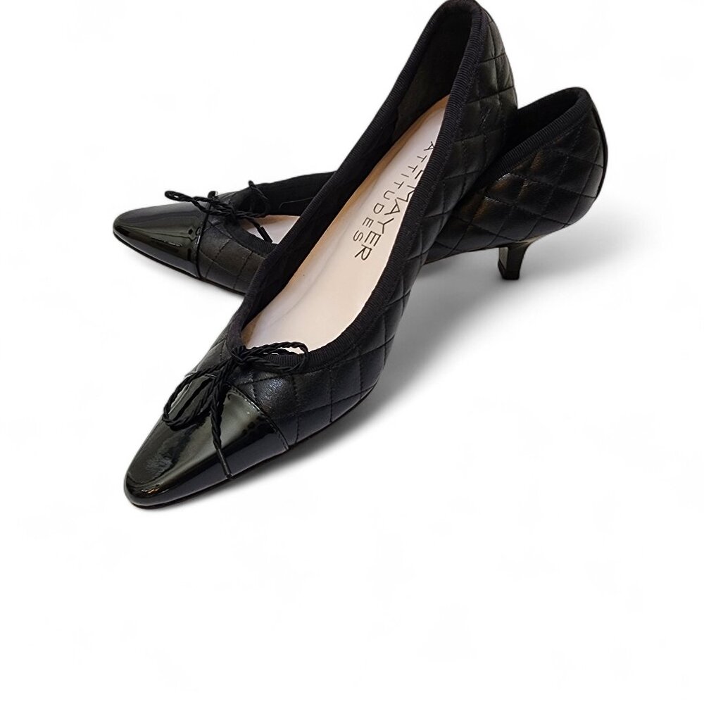 Paul Mayer Attitudes Quilted Leather Kitten Heels Black Classic size 6 1/2 B